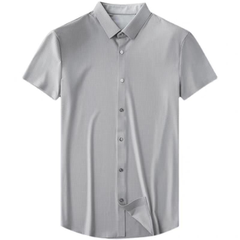 Men's Gray Textured Half Sleeve Shirt -