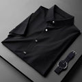 Men's Black Textured Half Sleeve Shirt -