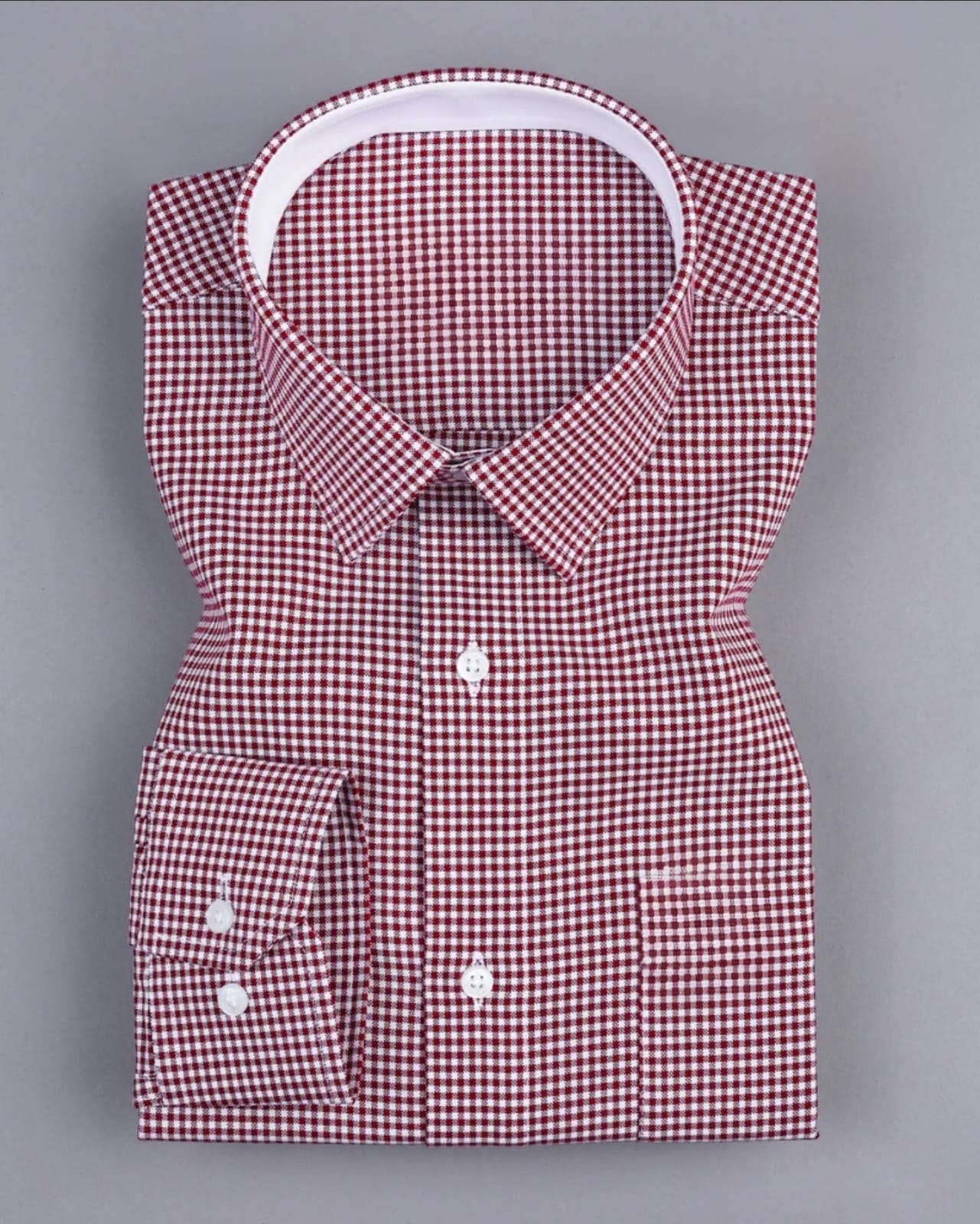 Men's Maroon Regular Fit Checks Full Sleeve Shirt -