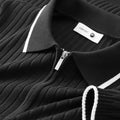 Men's Black Woolan Zip Half Sleeve T-Shirt -