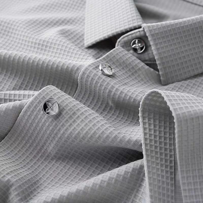 Men's Gray Textured Half Sleeve Shirt -