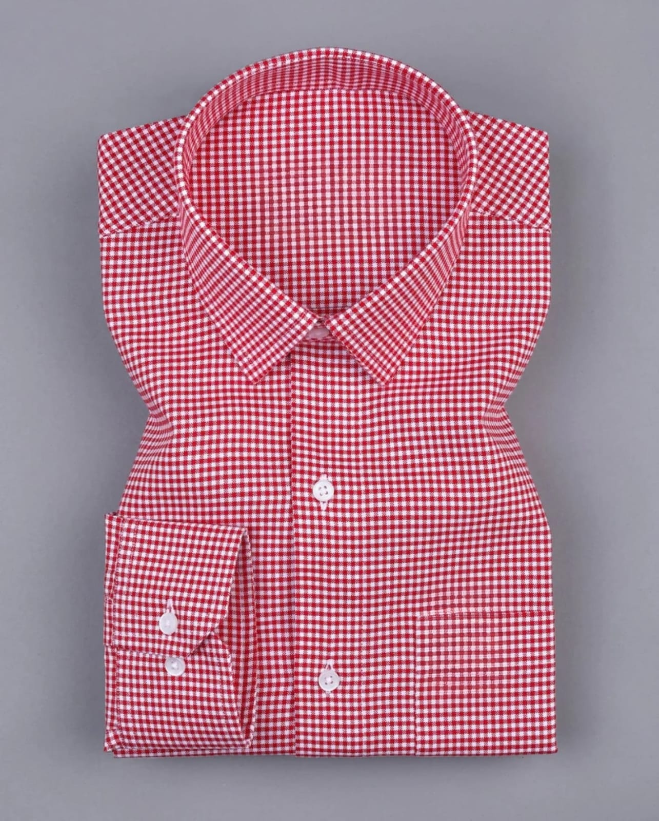 Men's Red Regular Fit Checks Full Sleeve Shirt -