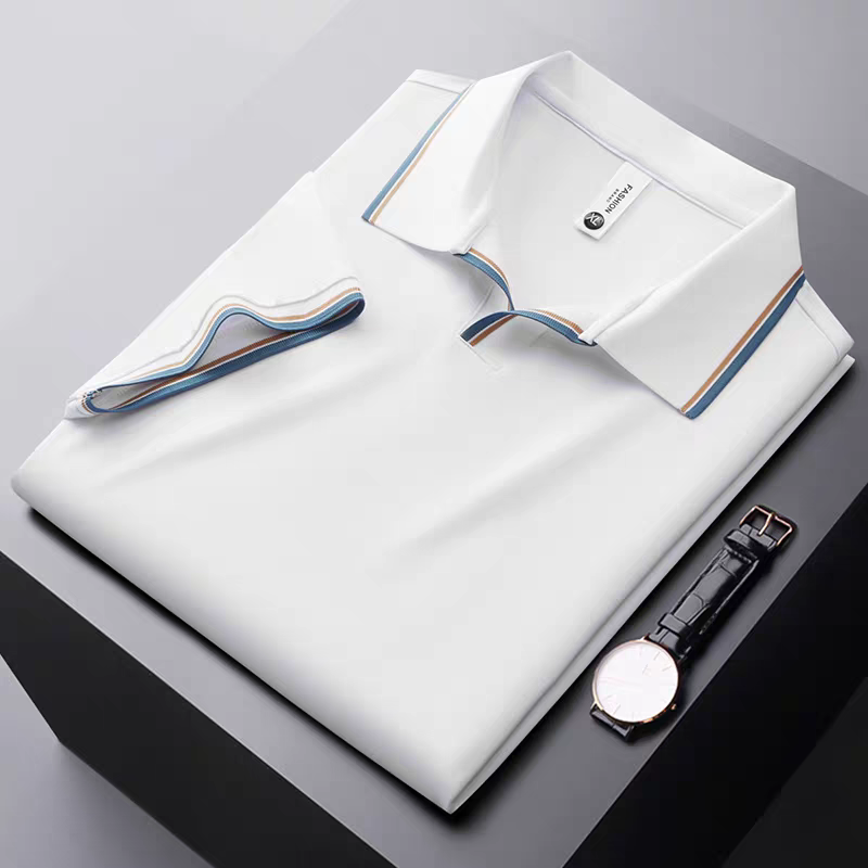Premium White Contrast Collar Polo T-Shirt