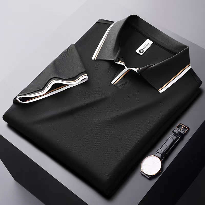 Premium Black Contrast Collar Polo T-Shirt
